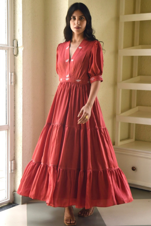 Red Modal Satin Dress