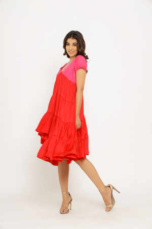 Red-Pink Asymmetrical Dress