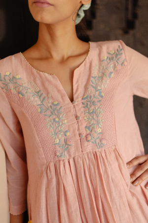Hand Embroidered Pink Dress