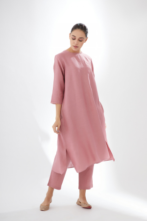 Side slit pink tunic set