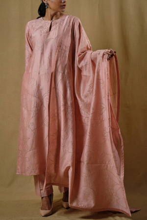 Old rose pink chanderi kurta set