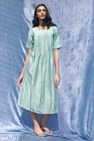 Aqua Green bahar pleated dress