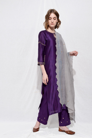 Purple ink kesar naar embroidered tunic