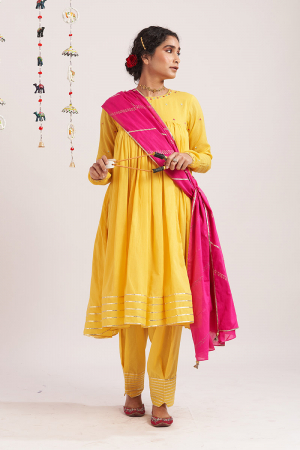 Yellow aamras cotton kurta set