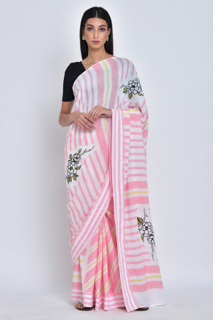 Multicolor Kriti Handpainted organic cotton sari