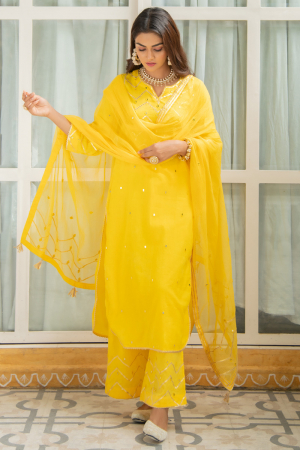 Noor Haldi Gota Mirror Work Salwar Suit Set