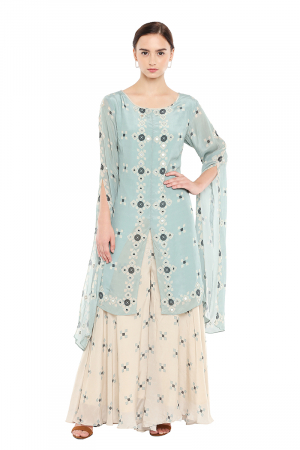 Embroidered Kurti with flared troussers 