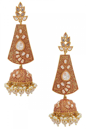 Hand painted earrings with gold plating.