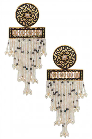 gold plated earrings with pearl tassels