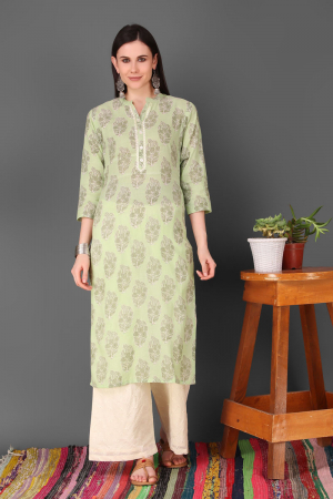 green cotton kurta set