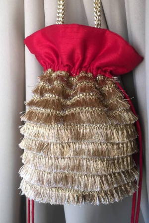 Gold And Red Potli Bag