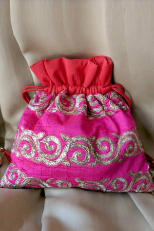 Fuchsia Pink And Red Potli Bag