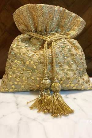 Gold And Beige Potli Bag
