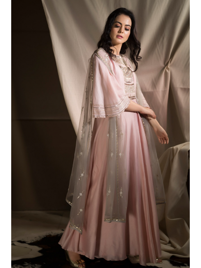 Wedding Wear Lavender Designer Gown with Dupatta