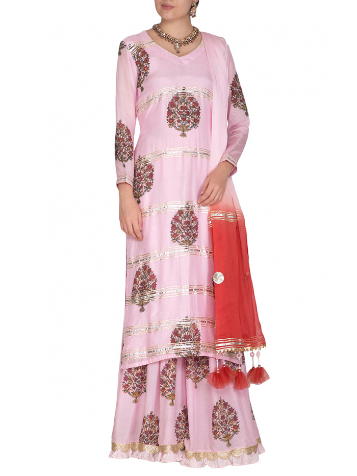 Sleeveless Ladies Printed Cotton Sharara Suit, Size: S-xxl at Rs 1500/piece  in Delhi