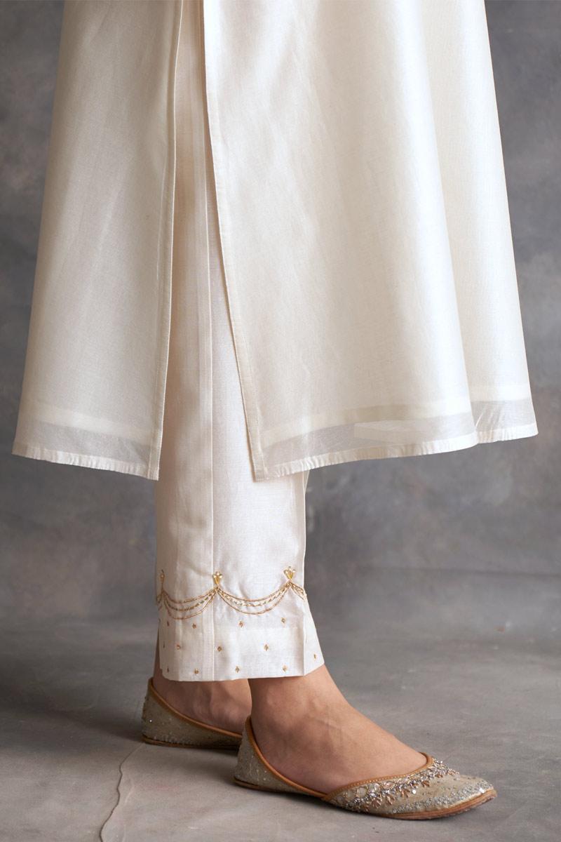 off white silk chanderi kurta and pants