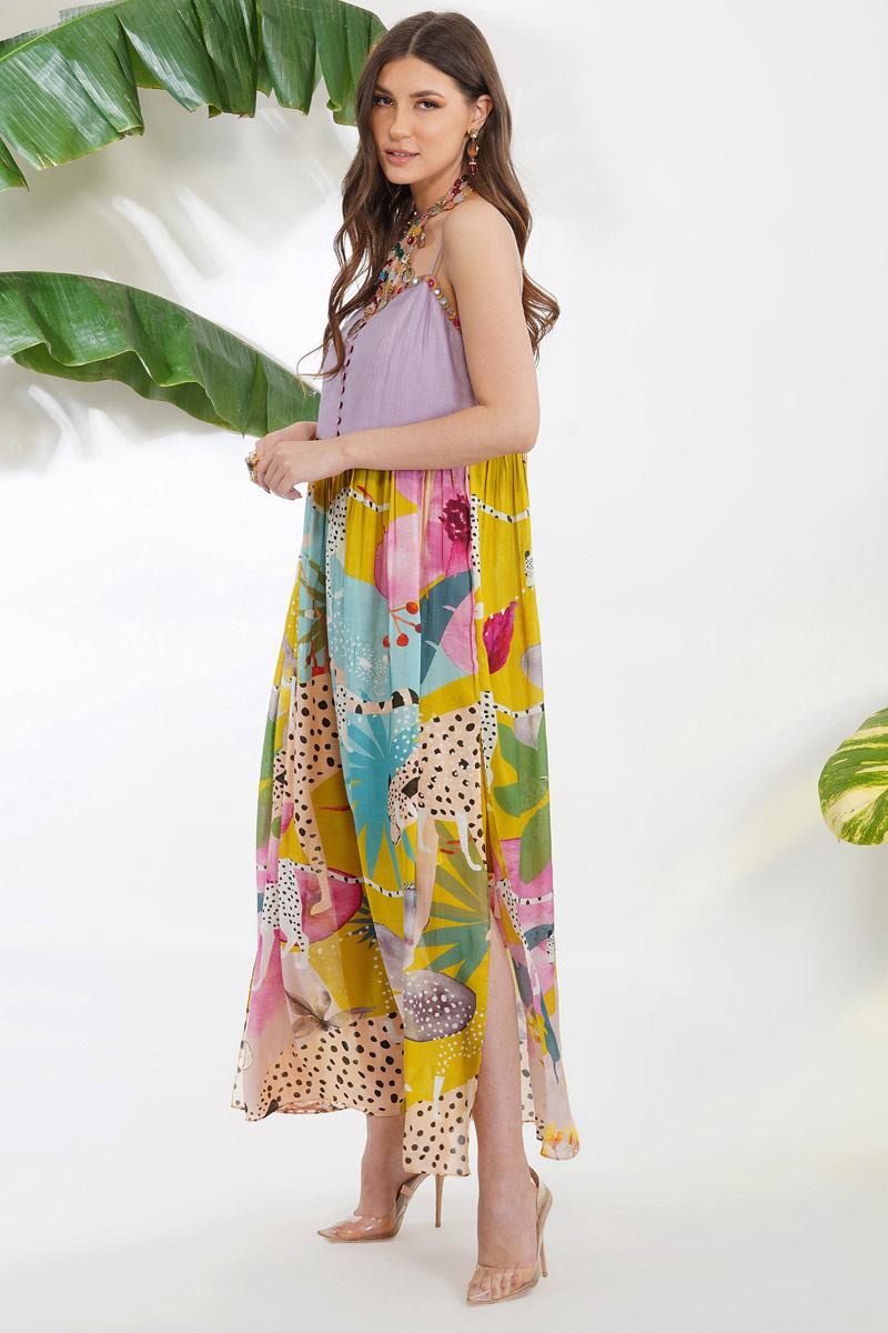 Yellow leopard abstract dress