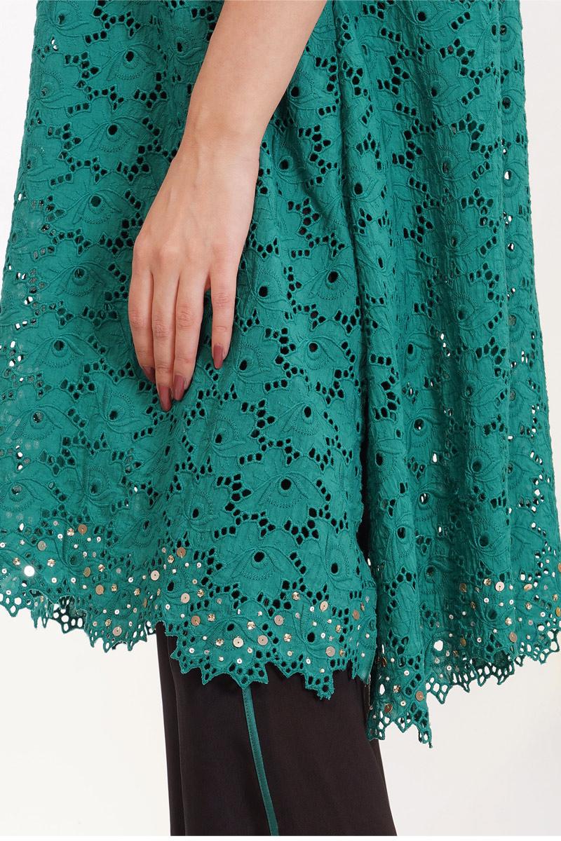 Green broderie anglaise tunic set
