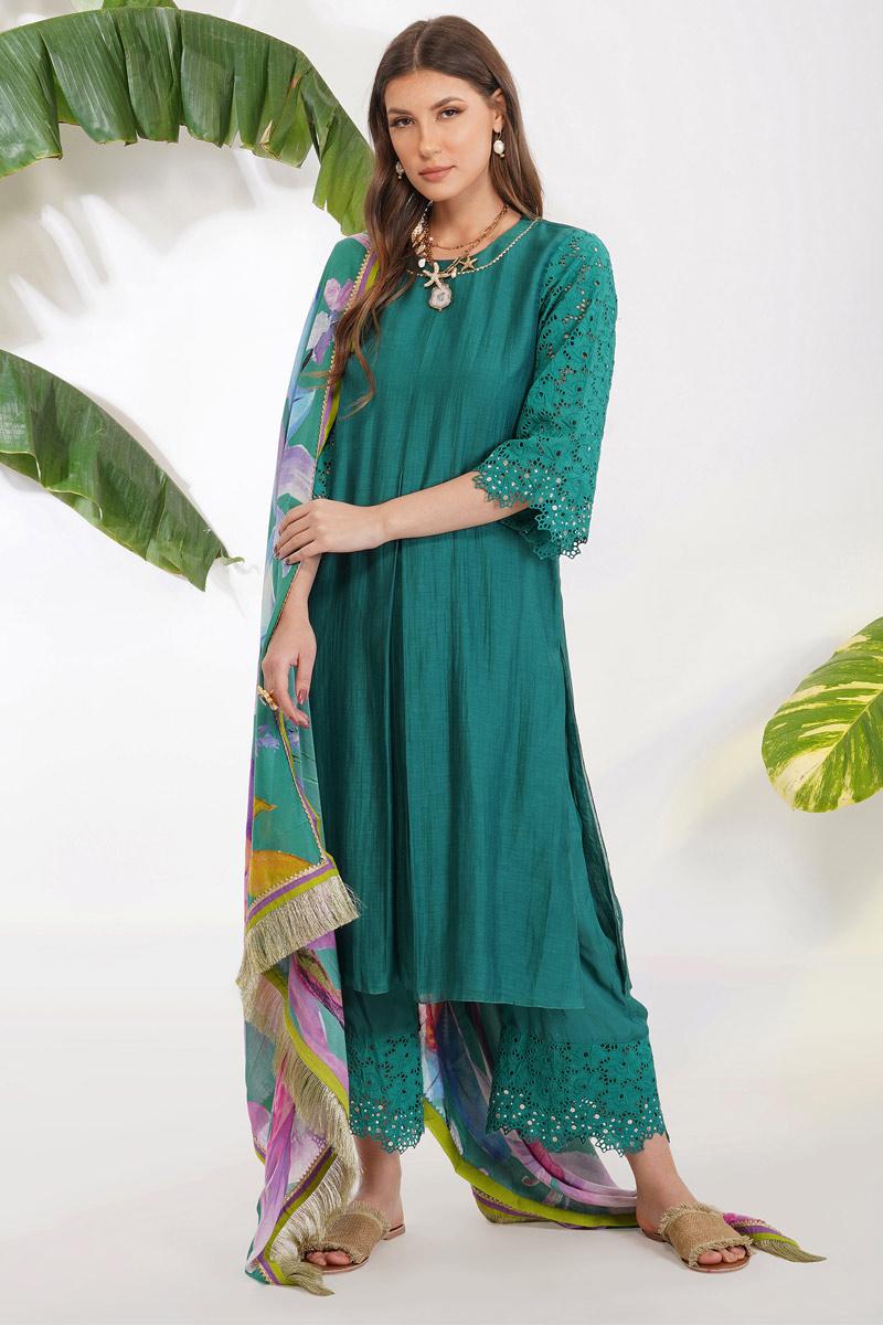 Green broderie anglaise suit set