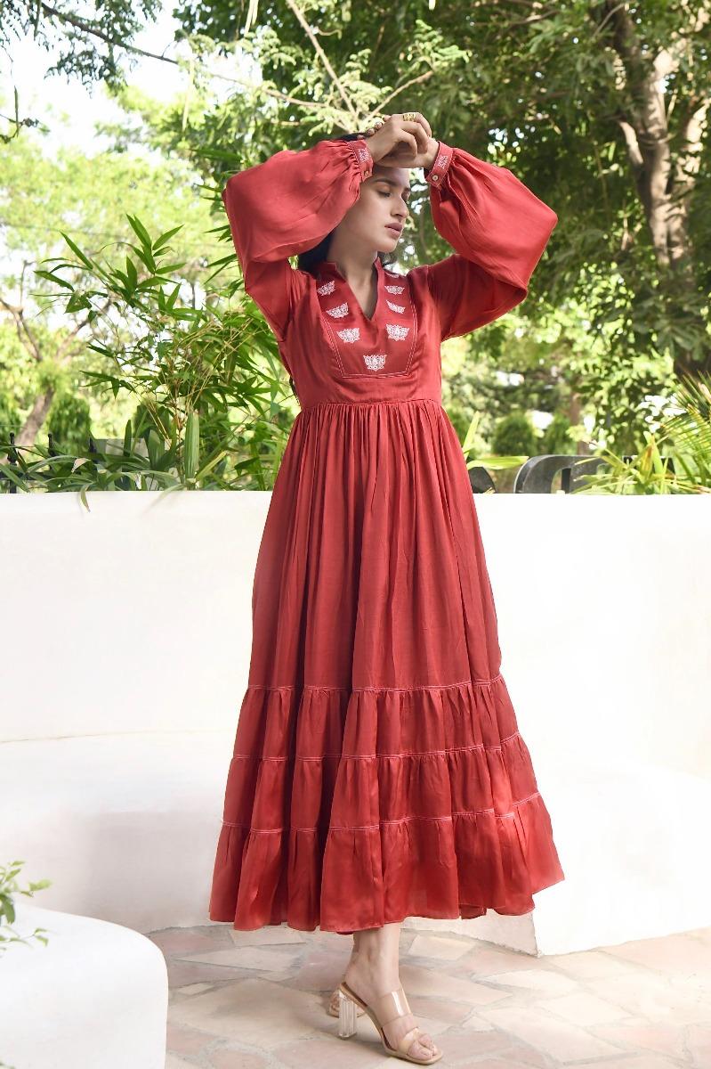 Persian Red Modal Satin Dress