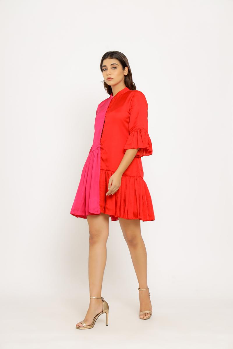 Red-Pink Half & Half Dress
