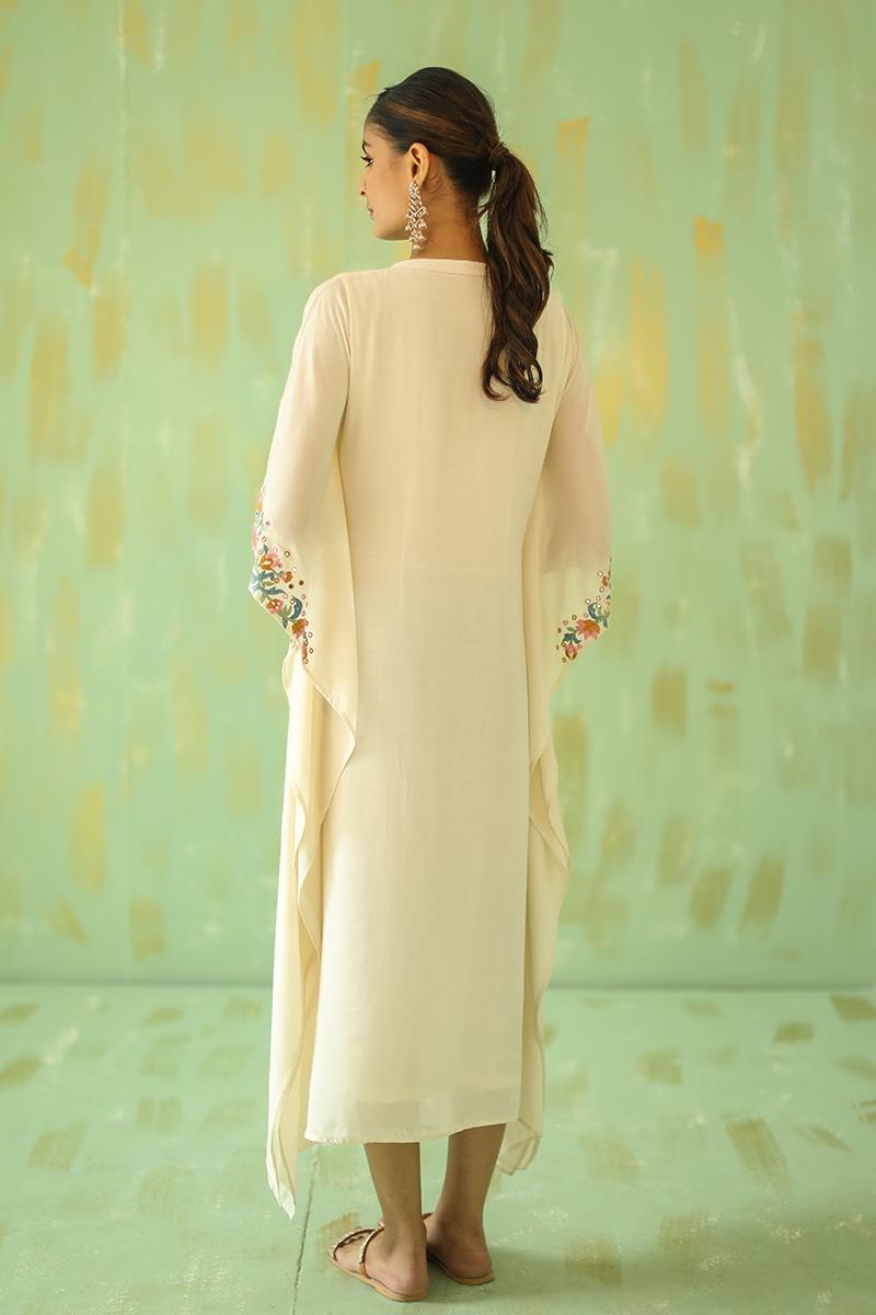 Off White Embroidered Kaftan