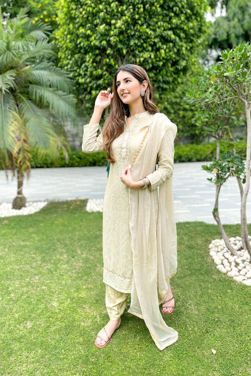 pistachio green hand embroidered muslin suit set