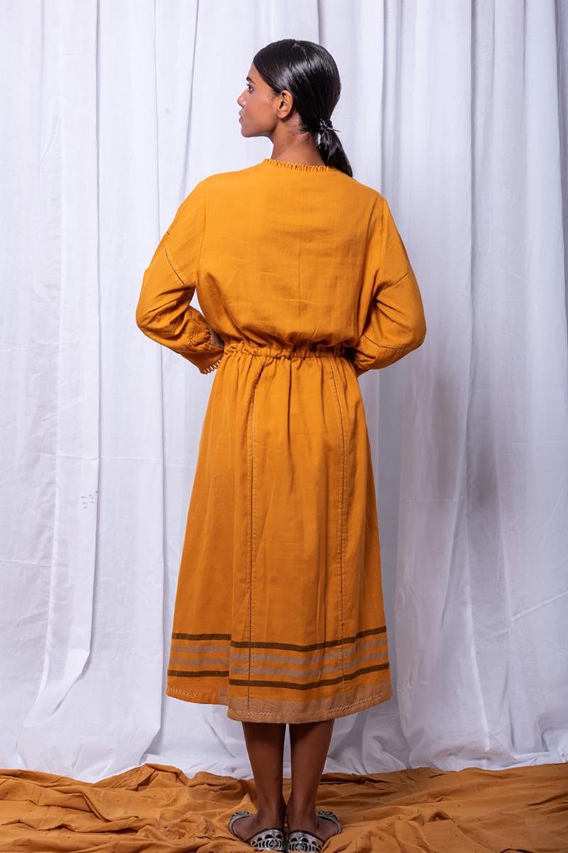 Mustard Elastic Waist Dress