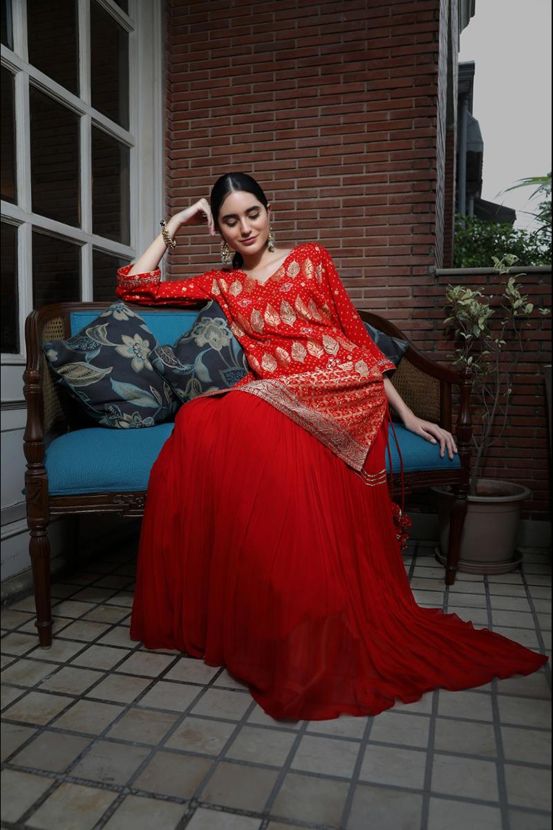 Bandehj short tunic with skirt and dupatta