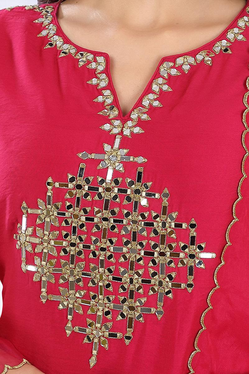 Rani Embroidered Chanderi Silk Kurta Set