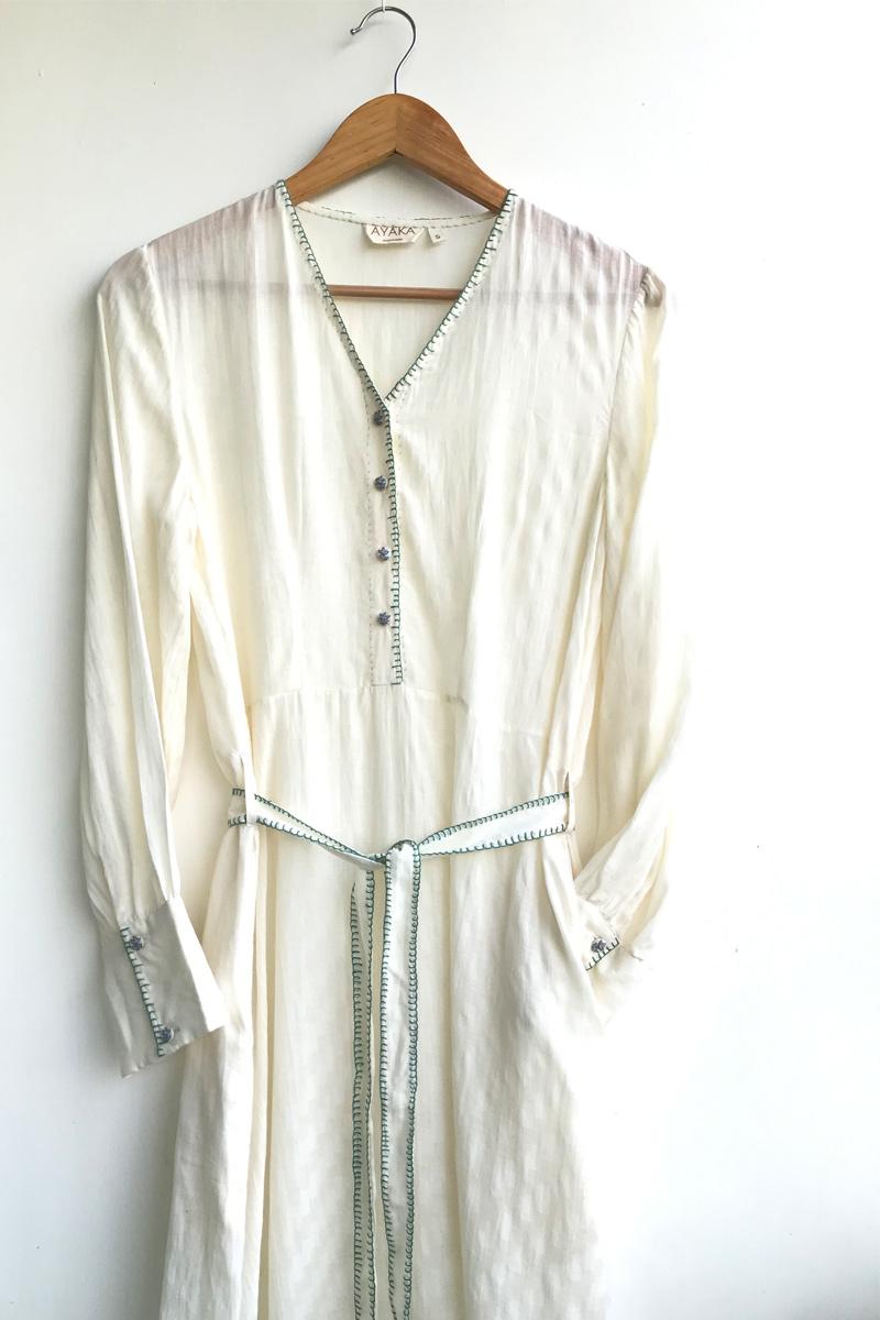 White  organic cotton Bella  Dress+Lining