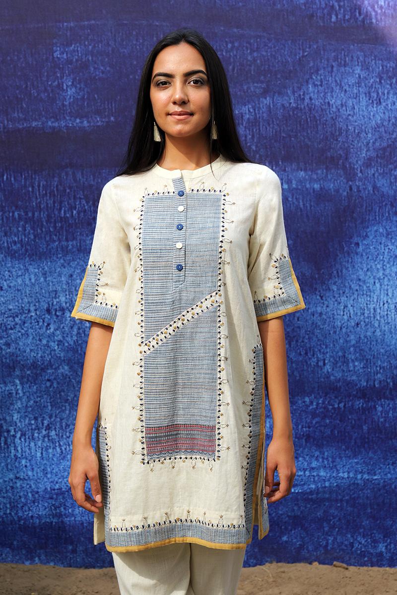 off white handwoven handspun cotton Tunic with Pants