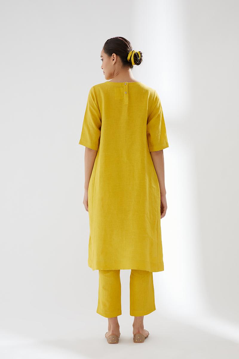 Yellow Tunic set with pocket detail