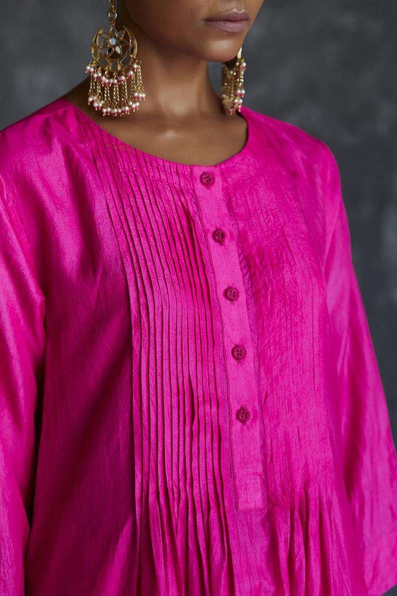 ruby embroidered buttons silk tunic