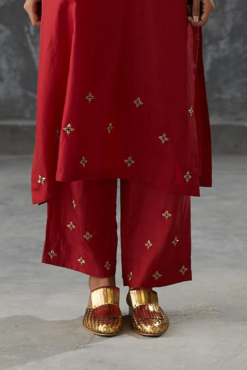 merlot dabka zardozi embroidered silk pant