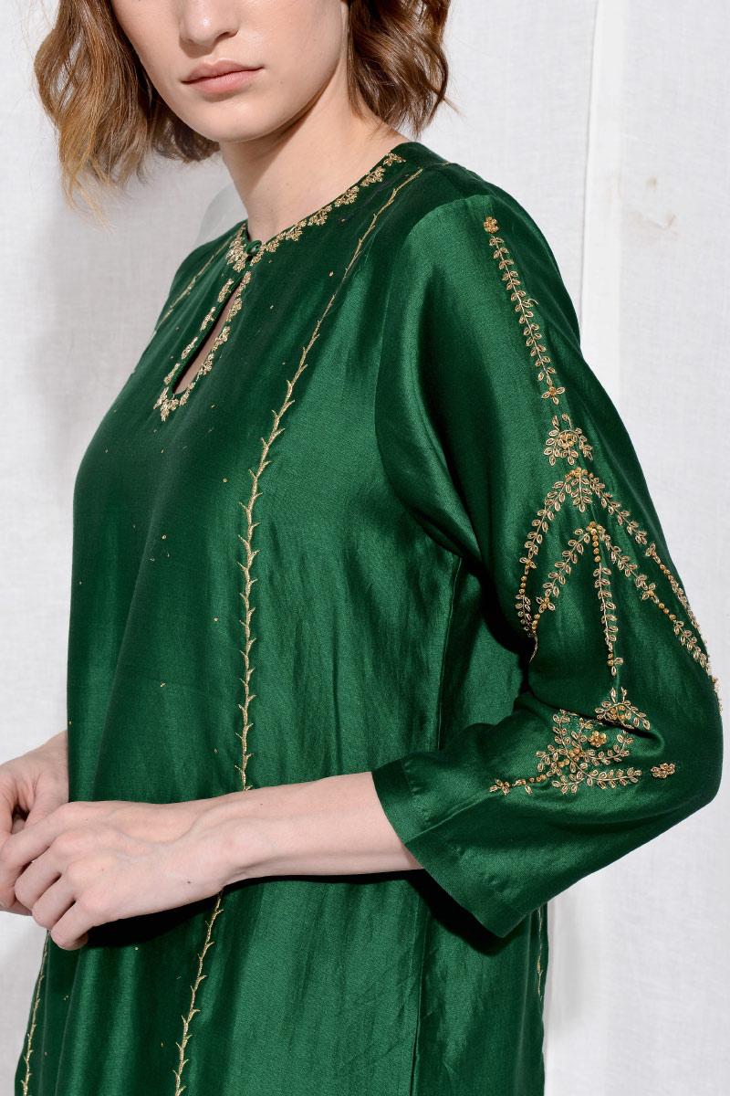 Emerald green kesar tara embroidered tunic