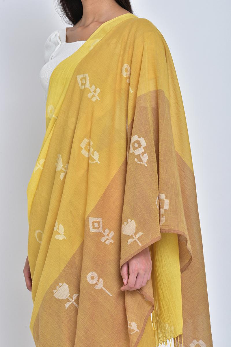 Yellow  Aarya Jamdani organic cotton Sari