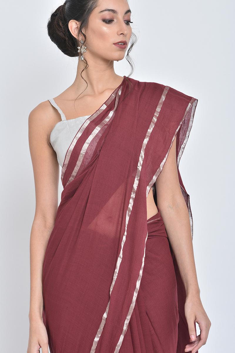 beetroot red nargis i handwoven organic cotton sari