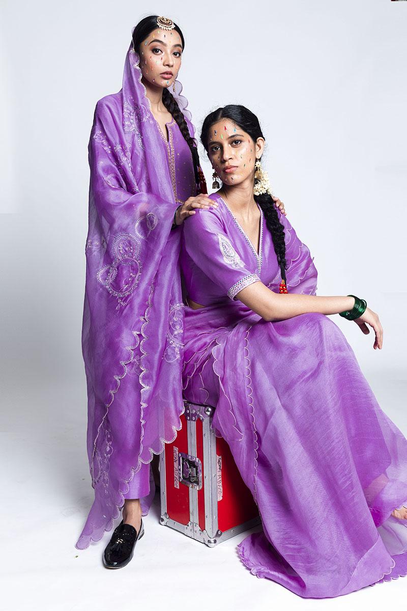 Lillac Bishnoi Organza Silk Sari
