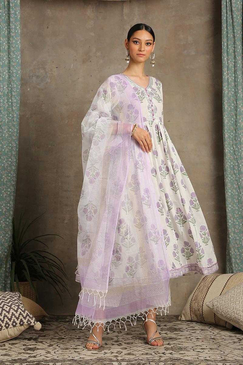 Lavender and white Tahira Kurta set