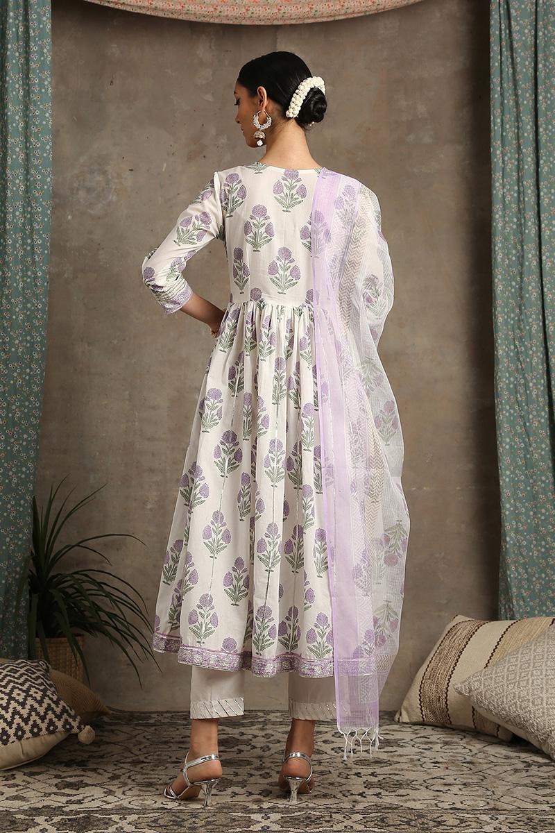 Lavender and white Tahira Kurta set