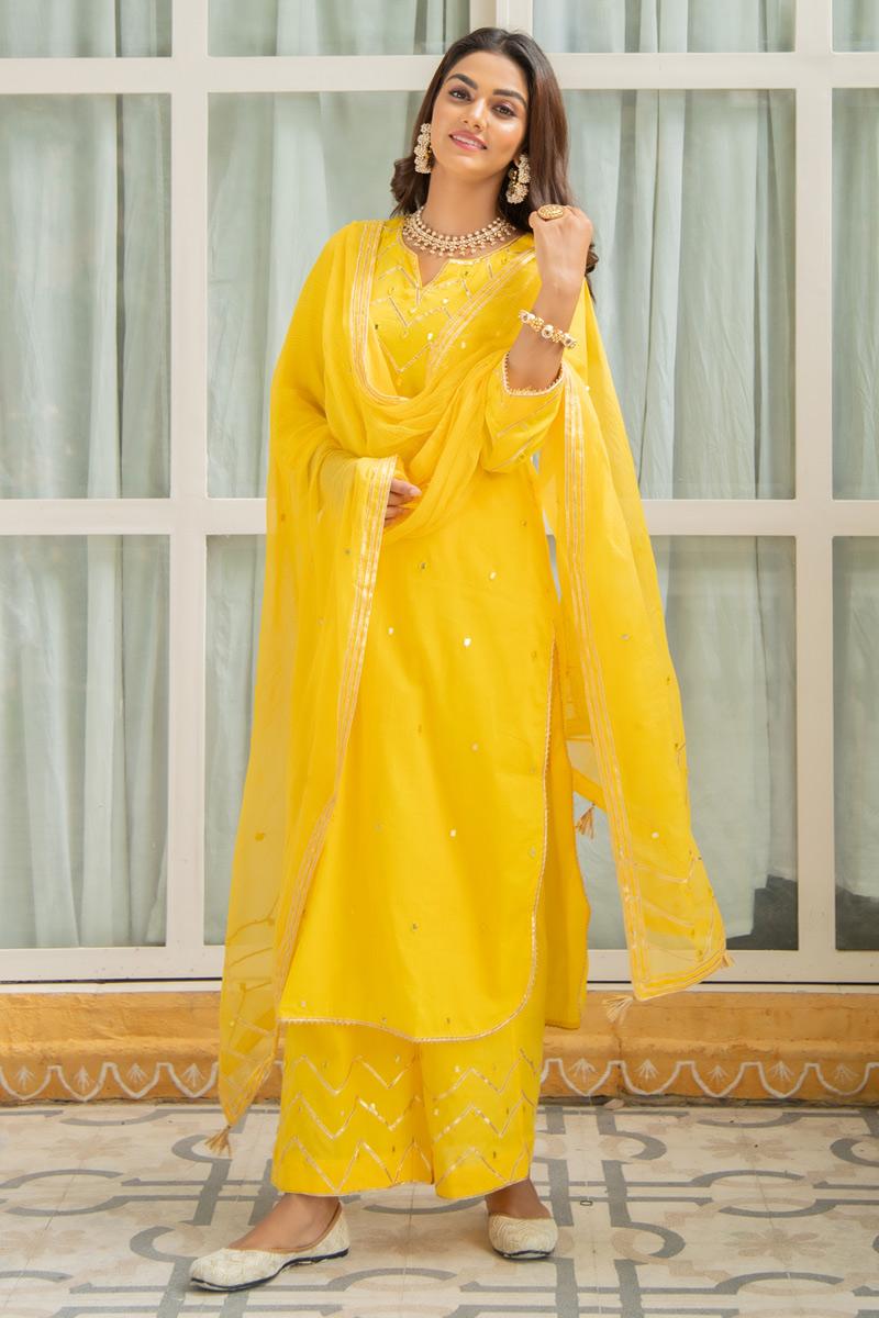 Noor Haldi Gota Mirror Work Salwar Suit Set