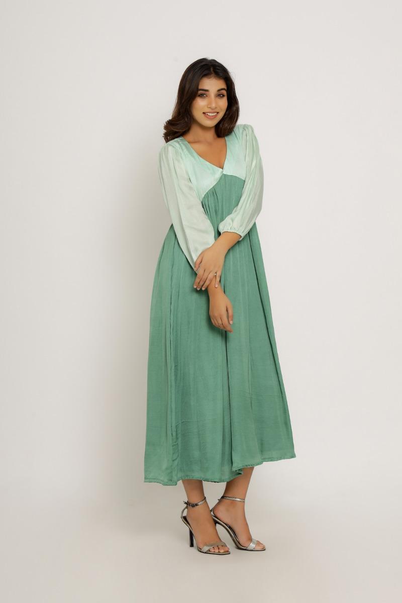 Teal-Tea Green Maxi Dress