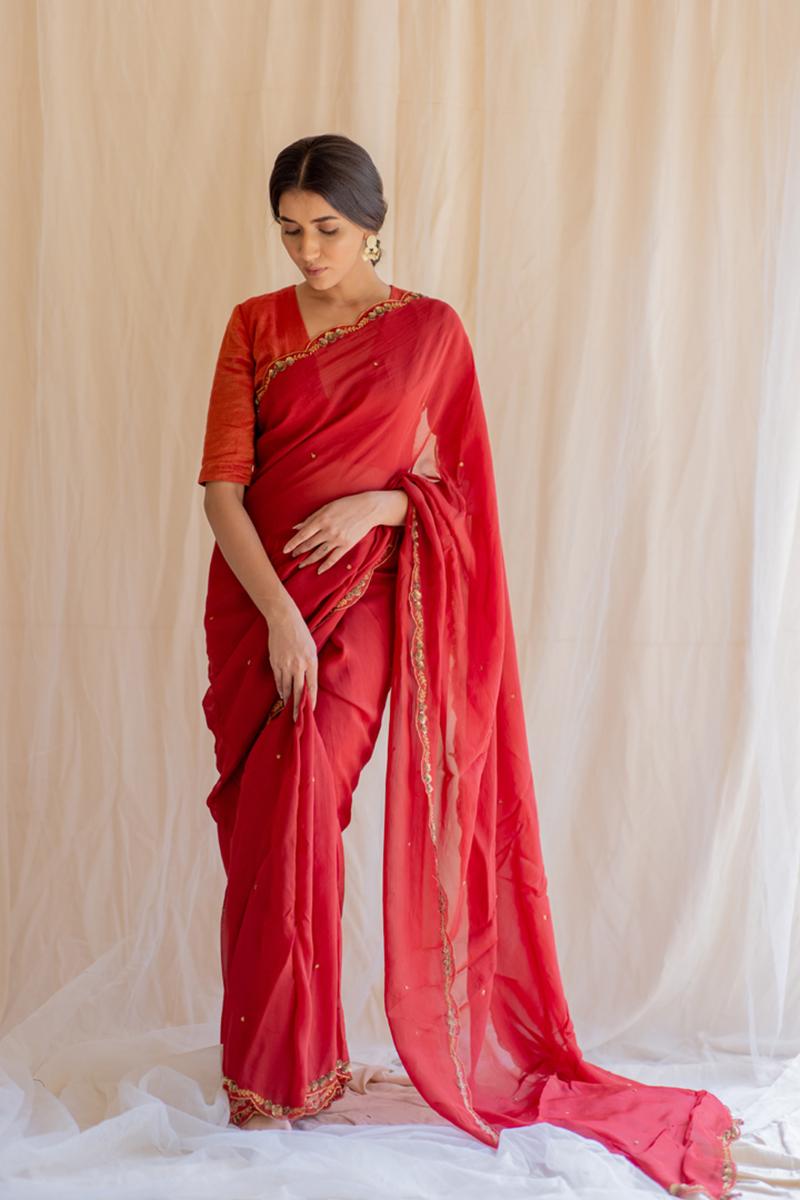red noor saree and Blouse