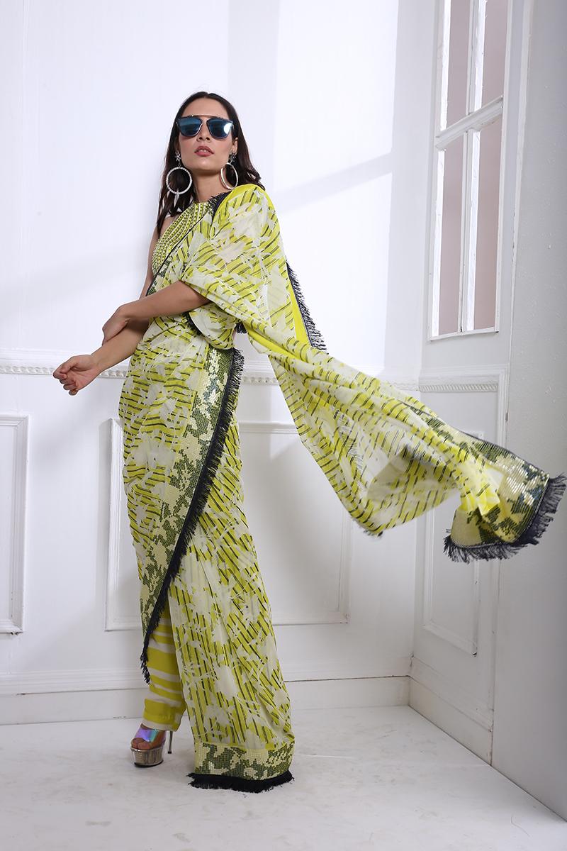 Fringed sheeting sari