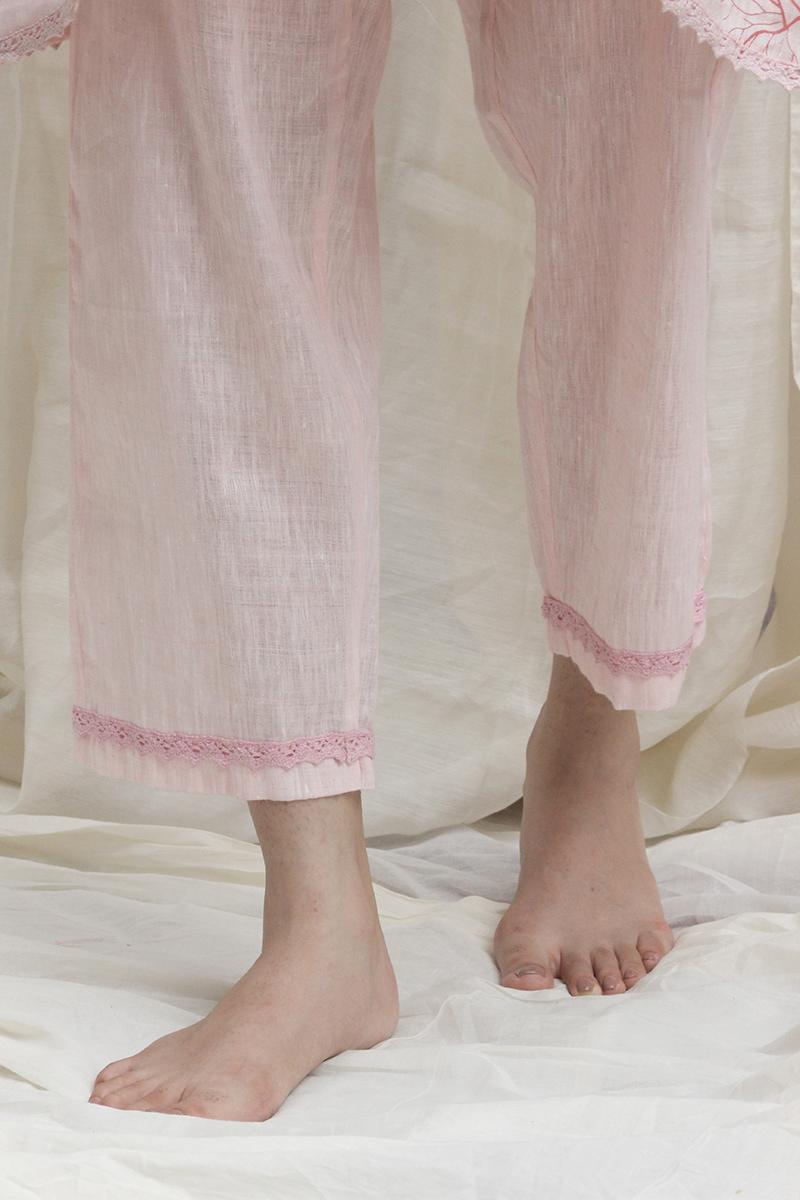 Linen Pants with Lace trim