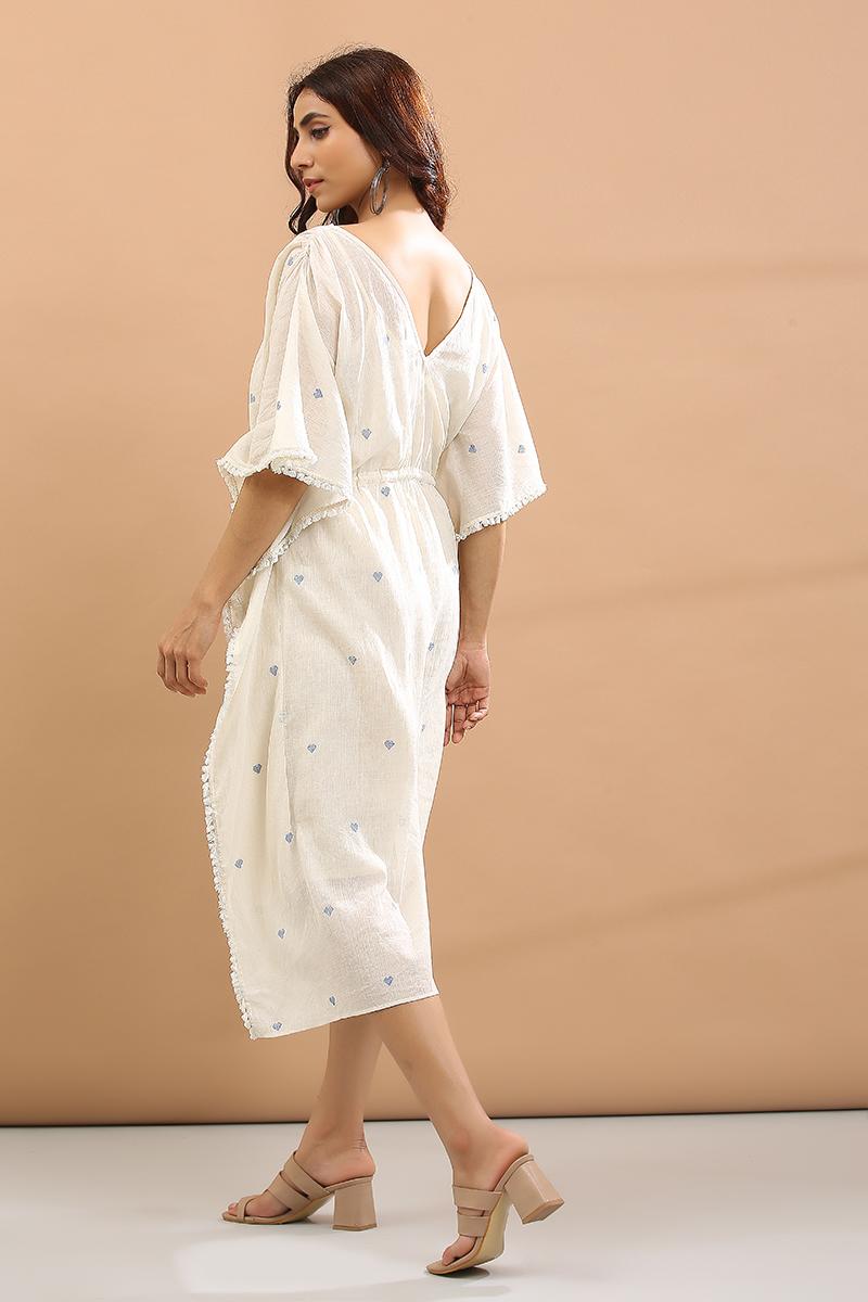 white and blue heart Kaftan with sepreat slip