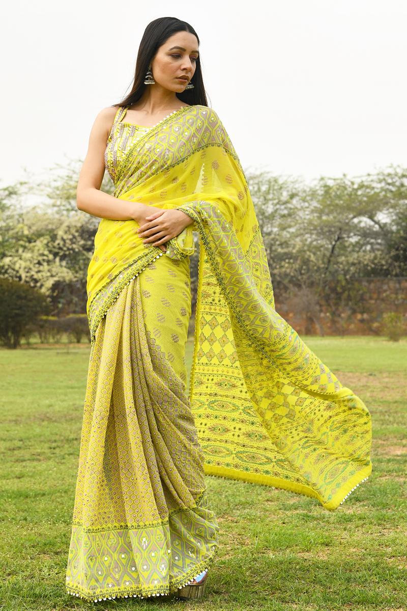 Yellow saree blouse