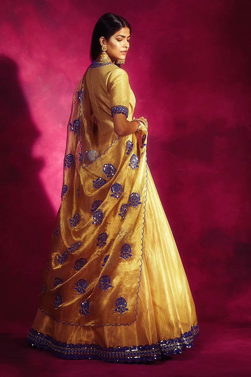 Gold Embroidered Anarkali with Dupatta