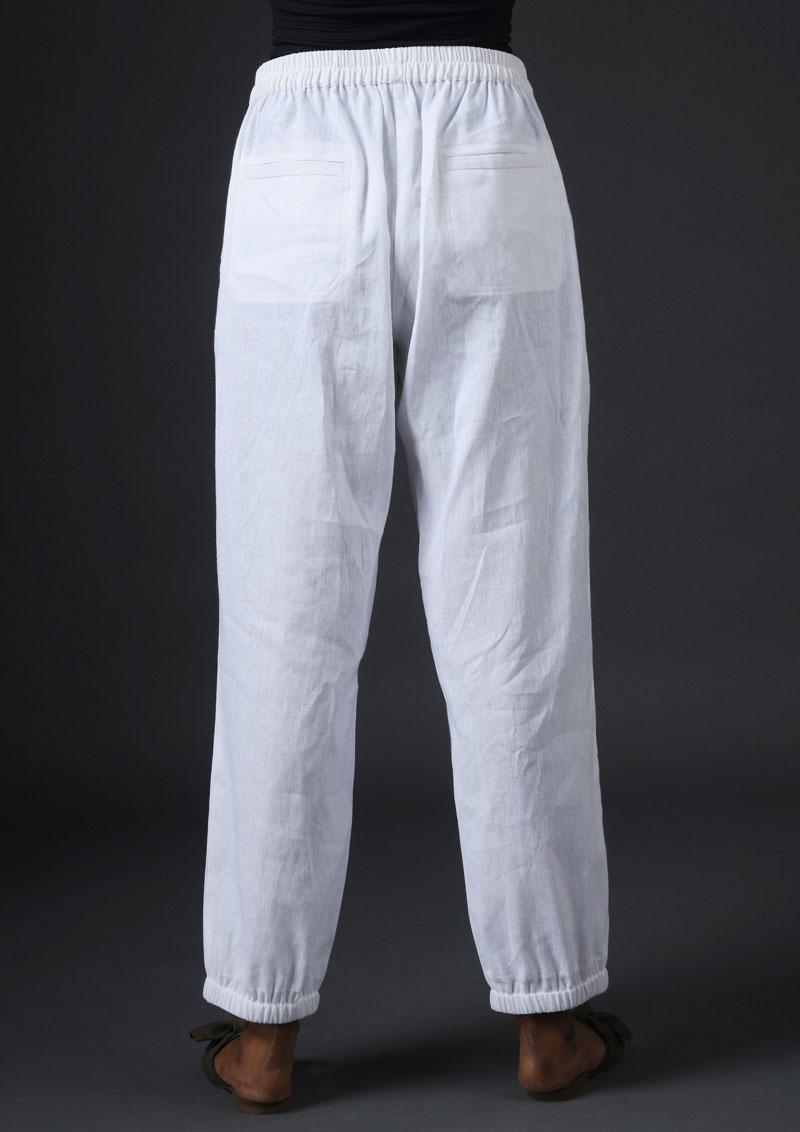 Linen Jogger Pants-White